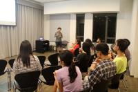 The participants of the Taiwanese Night paid attention to Mr LIN Tzu Heng's presentation, Let's Travel in Taiwan.